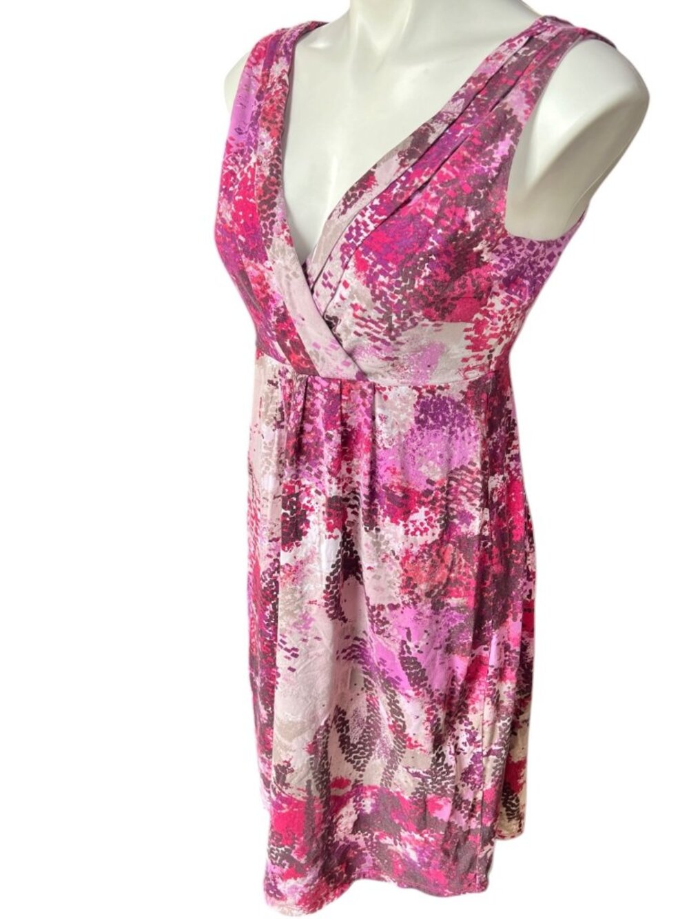 Ann Taylor Womens Dress Size M Pinks Magenta Sleeveless V-Neck Cotton Knit Dress - Picture 5 of 11